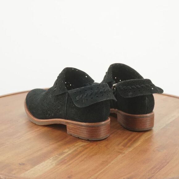 Sofft Womens Brinkley Ankle Boots Fold Over Black Suede Perforated Block Heel 6M - Picture 6 of 11